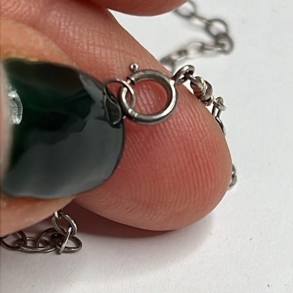 925 Silver Delft Hand Painted Porcelain Necklace Pendant